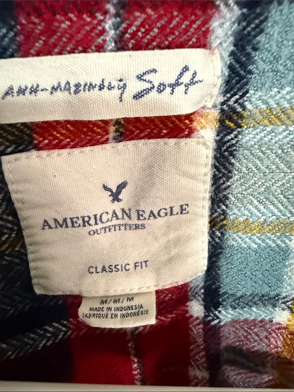 American Eagle Outfitters Amazingly Soft Classic Fit Red Plaid Flannel - Picture 4 of 10